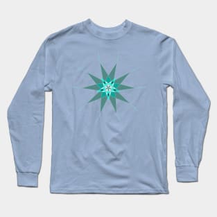 Teal Geometric Flower Long Sleeve T-Shirt